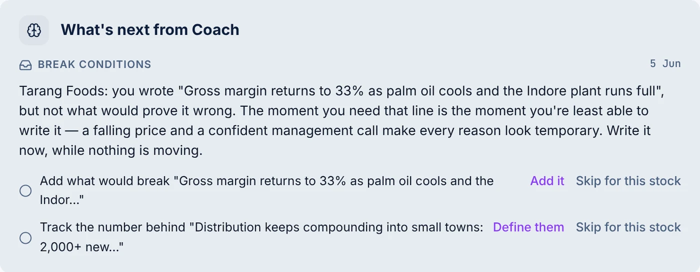 What's next from Coach: add what would break the margin claim, and track the number behind the main claim