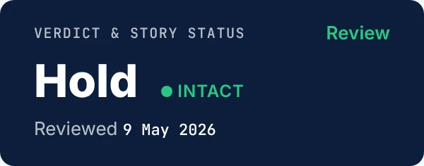 Verdict and story status for Tarang Foods: Hold, intact, reviewed 9 May 2026